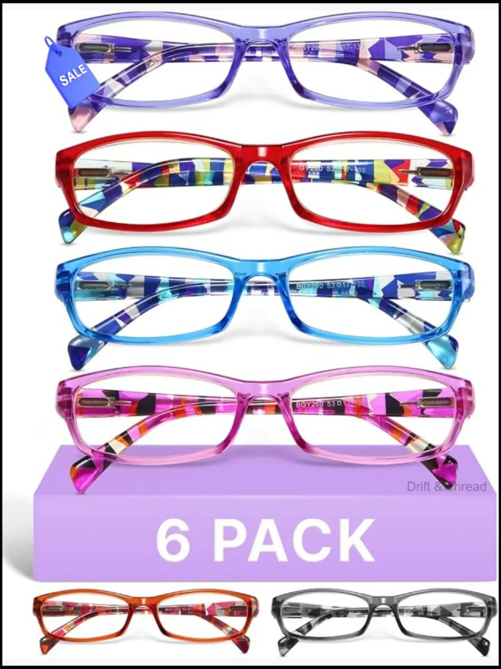 6 Pack Reading Glasses for Women Spring Hinge Blue Light Readers 2.25